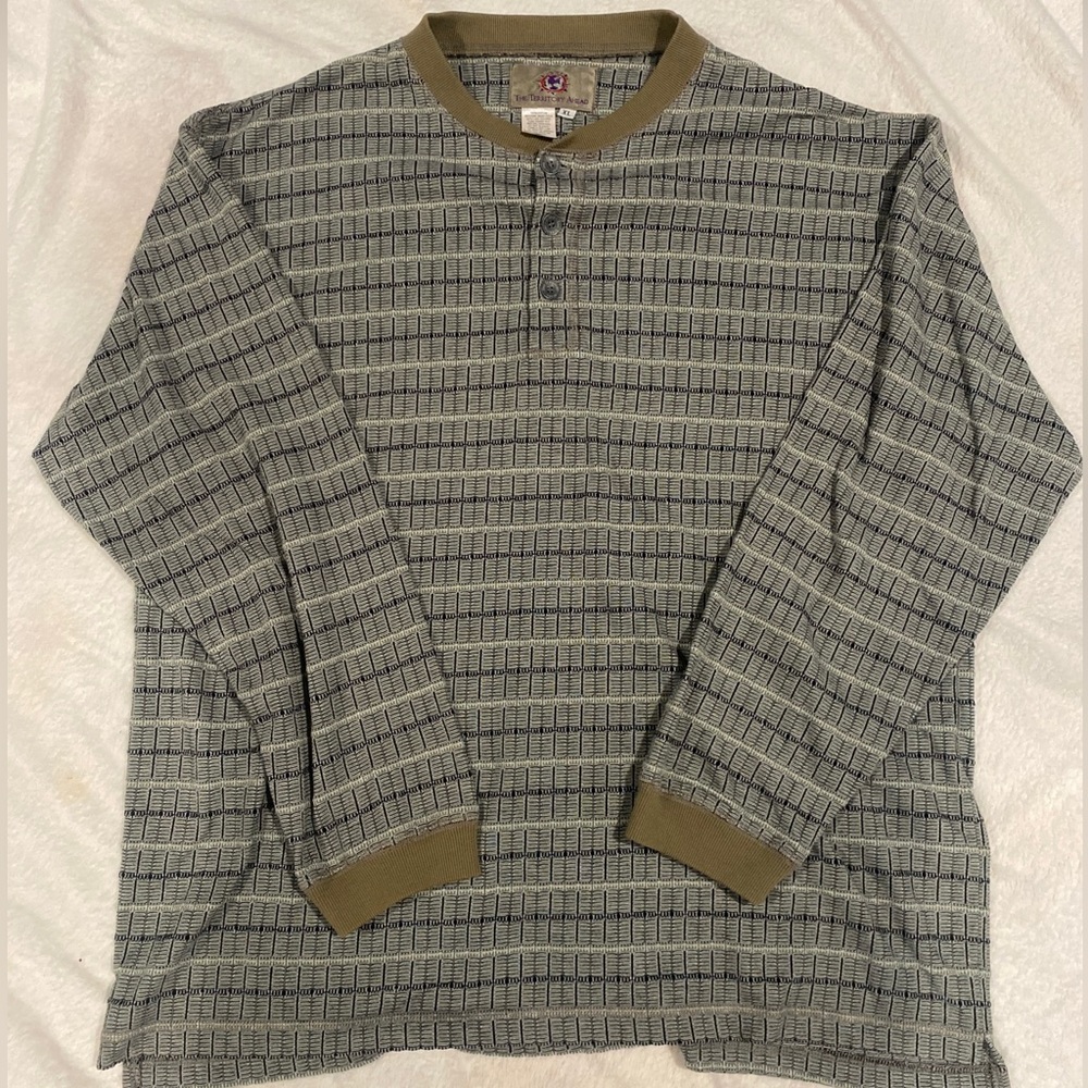 Vintage The Territory Ahead Men’s Henley Pullover Long Sleeve Knit 100% Cotton